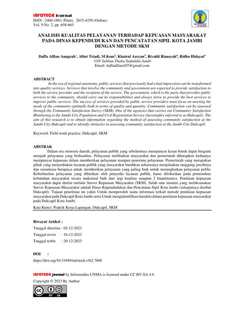 Pdf Analisis Kualitas Pelayanan Terhadap Kepuasan Masyarakat Pada