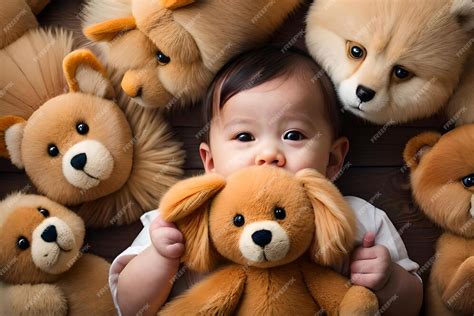 Premium Photo A Baby Is Holding A Stuffed Animal And Has A Stuffed