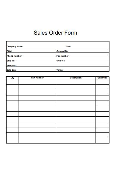 Free Sales Order Forms In Pdf Ms Word Xls 1558 Hot Sex Picture