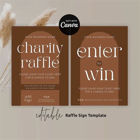 Boho Raffle Sign Canva Template, Custom Enter to Win Poster Terracotta ...