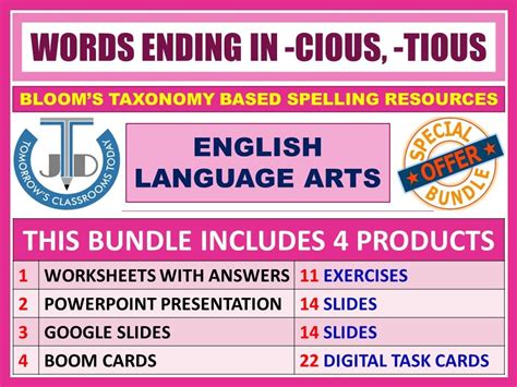 Suffixes Words Ending In Cious Tious Bundle Teaching Resources