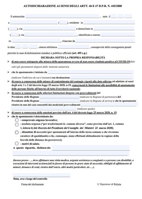 Il Nuovo Modello Di Autocertificazione Da Usare Oltre Il Dato