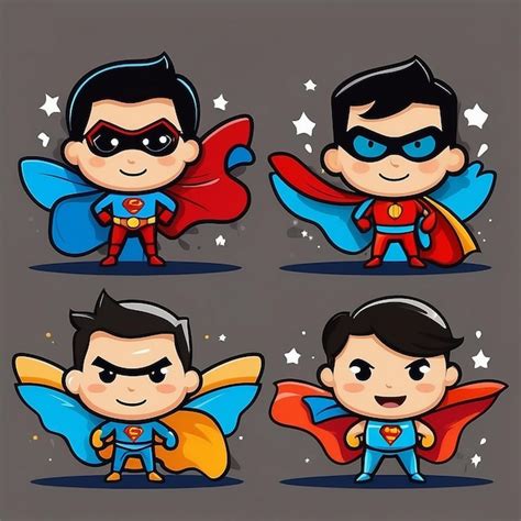 Cute Superhero Flying Cartoon Illustration Premium AI Generated Image