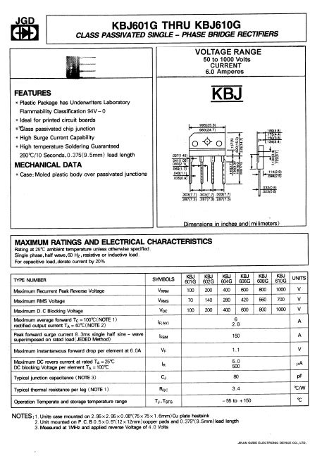 Kbj G Datasheet Pdf Jinan Gude Electronic Device