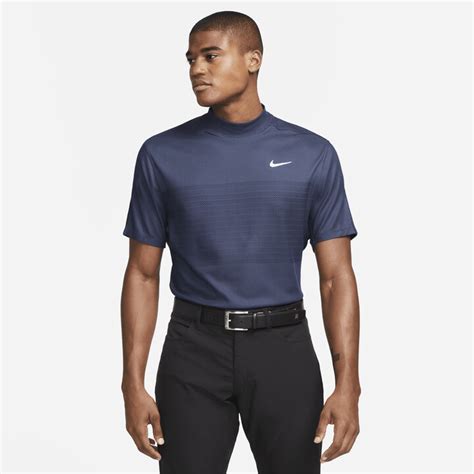 Nike Mens Dri Fit Adv Tiger Woods Mock Neck Golf Polo In Blue Shopstyle