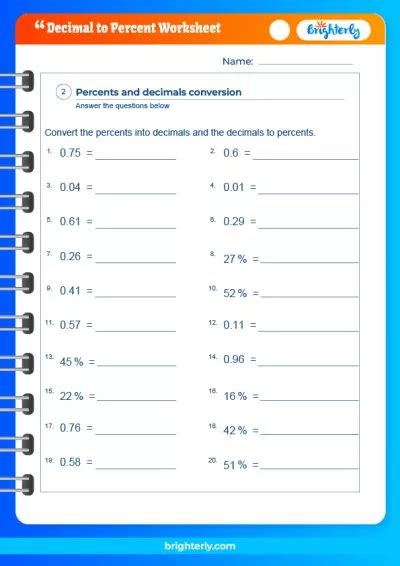 Free Printable Decimal To Percent Worksheets Pdf Brighterly