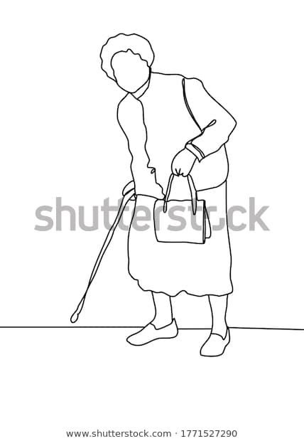 ค้นหาภาพสต็อก Simple Drawing Line Grandmother Walking ระดับ Hd และภาพ