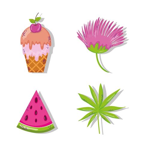 Premium Vector | Set of summer cartoons