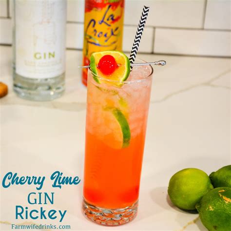 Cherry Lime Gin Rickey Cocktail Recipe