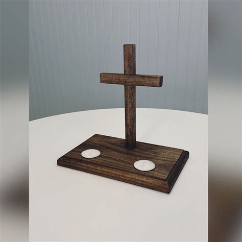 Wooden Cross Candle Holder Etsy