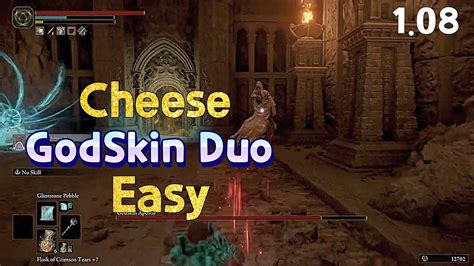 How To Cheese Godskin Duo Boss 1 08 Elden Ring Youtube