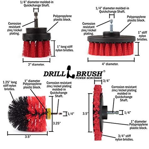 Drillbrush Red Kit de brosses à récurer électriques d extérieur