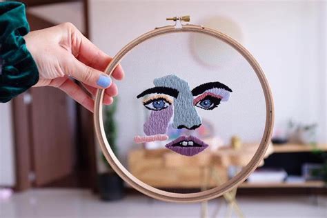 Faces Embroidered on Tulle Become Unconventional Masks at the Right Angles - Brown Paper Bag