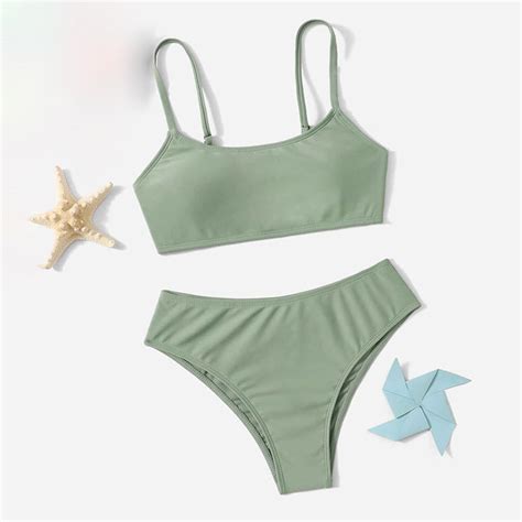 Girl S Piece Bathing Suit High Waisted Spaghetti Strap Cute Bikini Set Criss Cross Swimsuit