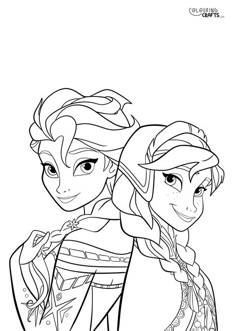 Disney Frozen Anna And Elsa Colouring Page Colouring Crafts