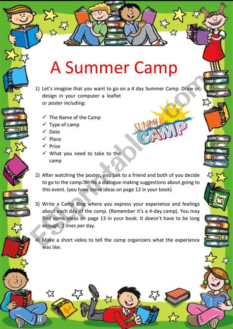 Summer Camp Activities Worksheet