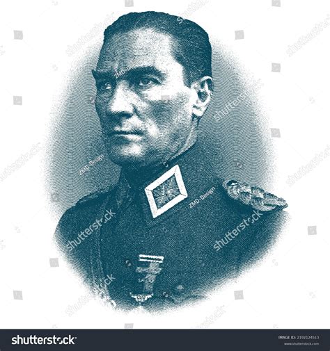 Isolate Portrait Mustafa Kemal Founder Stock Vector Royalty