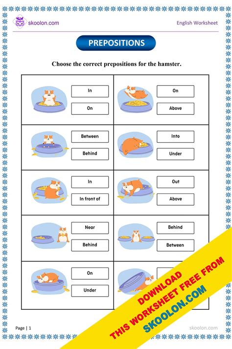 Prepositions Worksheet Skoolon