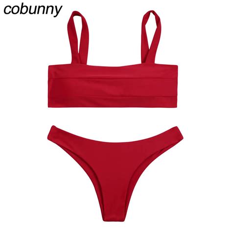 Cobunny Sexy Bandeau Bikini Swimwear Brazilian Bikini Set Women High