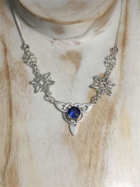 Celtic Knot Gemstone Necklace In Sterling Silver Gifts For Her Irish