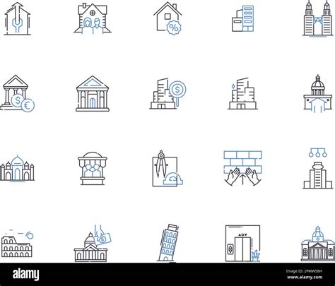 Buildings Outline Icons Collection Architecture Structures Edifices