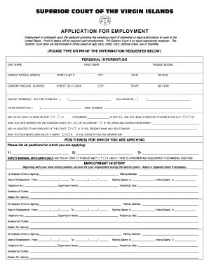 Fillable Online Visuperiorcourt Application For Employment Superior