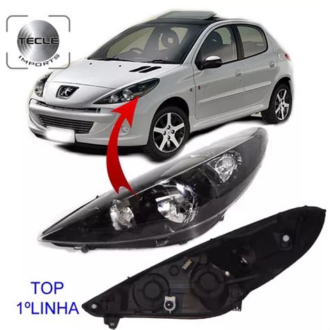 Farol Peugeot 207 07 08 09 10 11 2012 2013 14 Masc Negra Esq