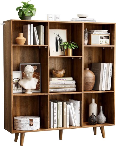 Amazon Giantex 9 Cube Bookshelf 3 Tier Wooden Bookcase W Legs