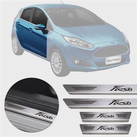 Soleira de Aço Inox Premium Escovado Ford New Fiesta 2013 14 15 16 17