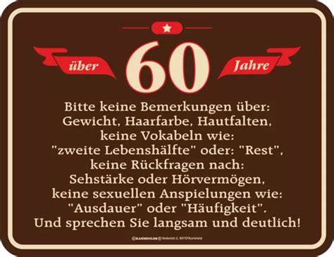 GEBURTSTAG SPRÜCHE SCHILD über 60 Jahre lustige Männer Geschenke