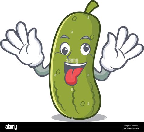 Crazy Pickle Mascota Estilo De Dibujos Animados Imagen Vector De Stock