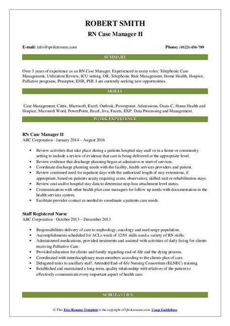 Rn Case Manager Resume Samples Qwikresume