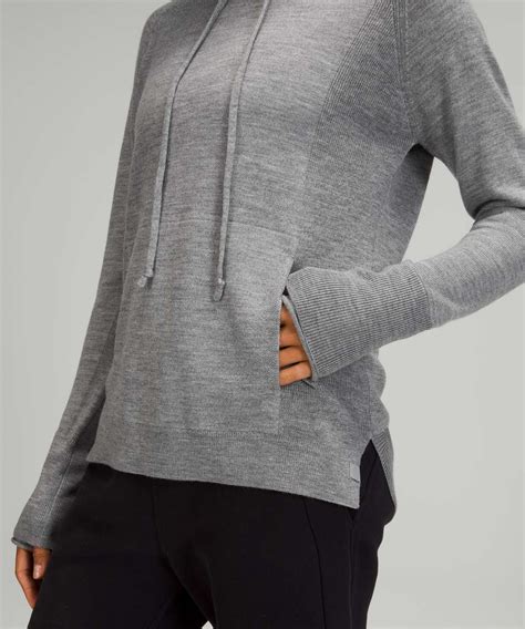 Lululemon Light Merino Wool Hoodie Heathered Core Medium Grey Lulu