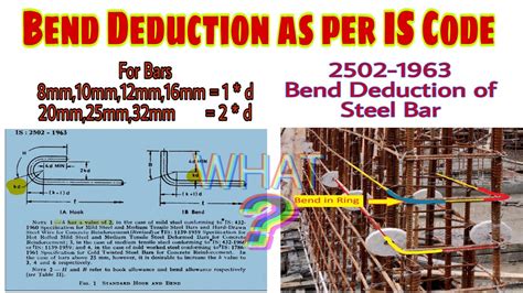 How To Calculate Bend Deduction Length For Steel Bars As Per Is Code I