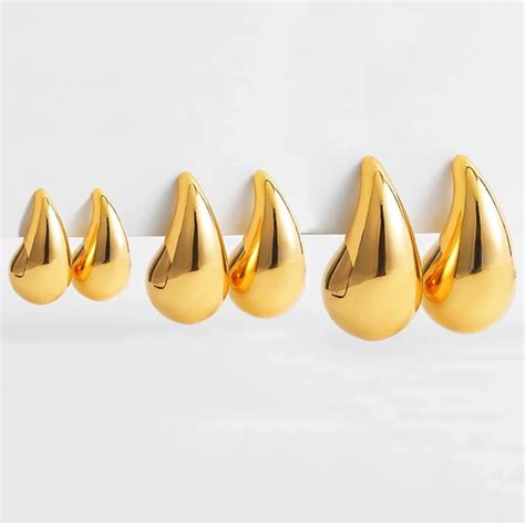 New Exaggerated Gold Plated Tear Drop Earrings Dupes For Women