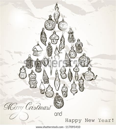 Vintage Christmas Card Reflections Vector Illustration Stock Vector