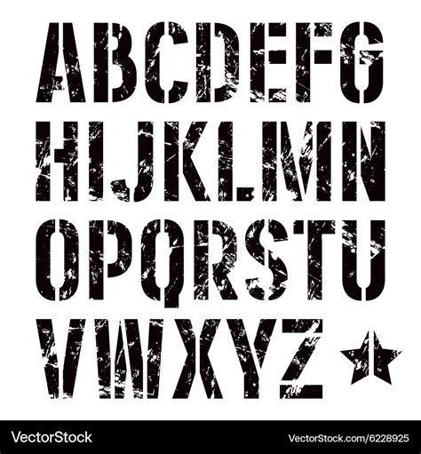 Stencil Plate Sans Serif Font In Military Style Vector Image