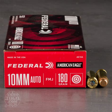 10mm Auto Ammo 50 Rounds Of 180 Grain Full Metal Jacket Fmj By Federal