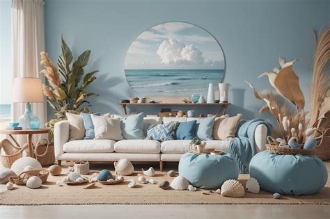 Premium Ai Image Coastal Themed Living Room