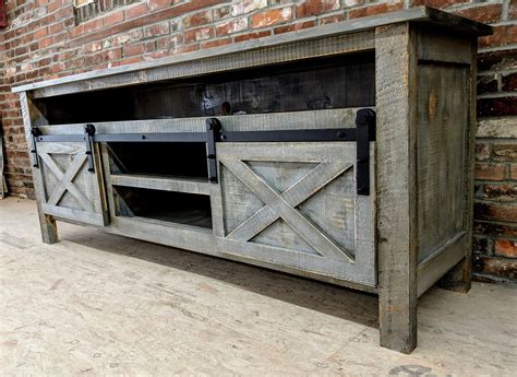 Rustic Industrial Barn Board Reclaimed Wood Media Stand Tv Etsy