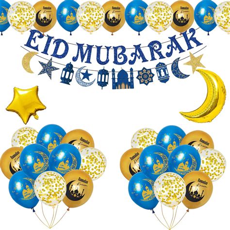 Buy Eid Mubarak Balloon Ramadan Mubarak Party Decorations Blue Gold