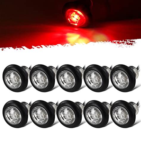 Partsam Lot de 10 mini feux de position latéraux ronds à LED rouges de