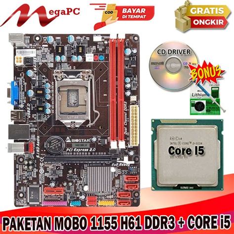 Jual Paket Motherboard LGA 1155 H61 Ddr3 Plus Processor Core I5 3470 Di