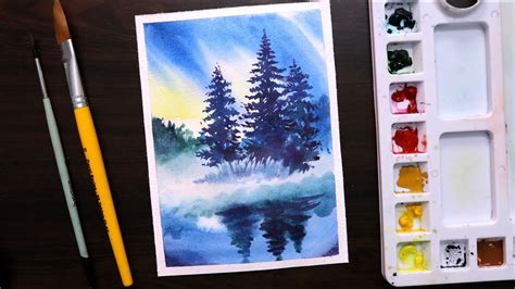 Beautiful Watercolor Painting Tutorial Of Misty And Foggy Landscape