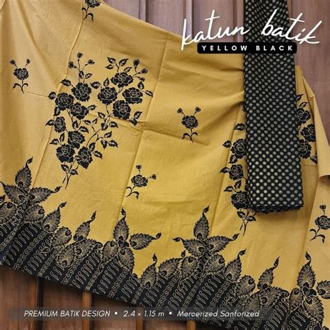 Jual Kain Batik Solo Alusan Kembangan Tangkai Kuning Shopee Indonesia