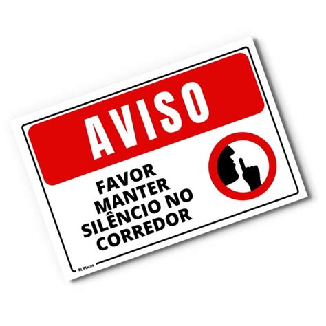 Placa Aviso Silencio Nos Corredores 20x15 Cm Elo7