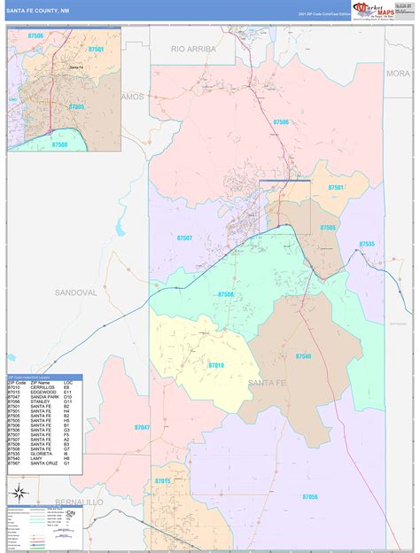 Santa Fe County, NM Wall Map Color Cast Style by MarketMAPS - MapSales.com