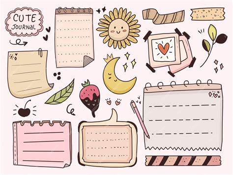 Premium Vector Aesthetic And Cute Planner Decorative Doodle Notes