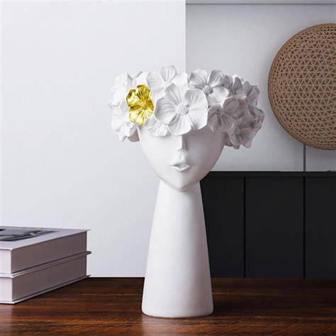 White Girl Head Vase Sculpture Large Allure Box