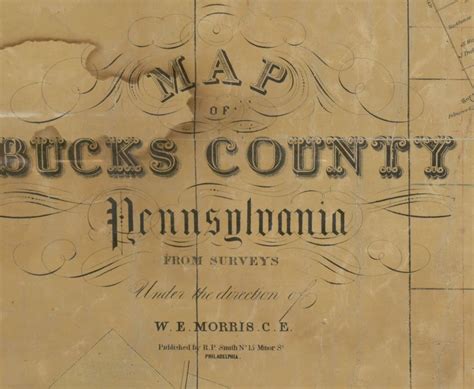 1850 Farm Line Map Of Bucks County Pa From Surveys Colored Etsy